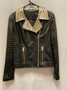 Giorgia Maya black leather biker jacket